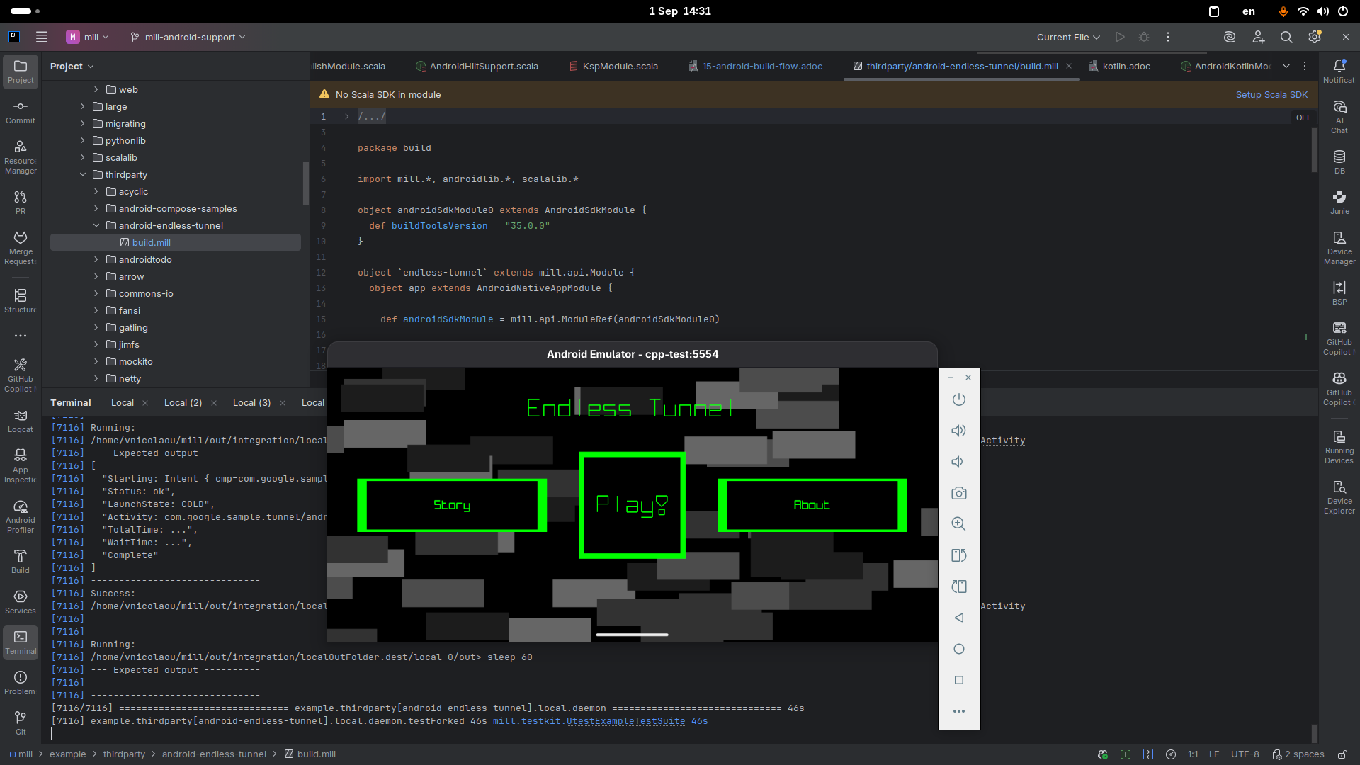 An Android app built with Mill using native code