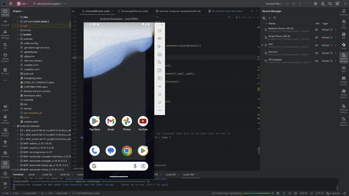Android Test running inside an emulator