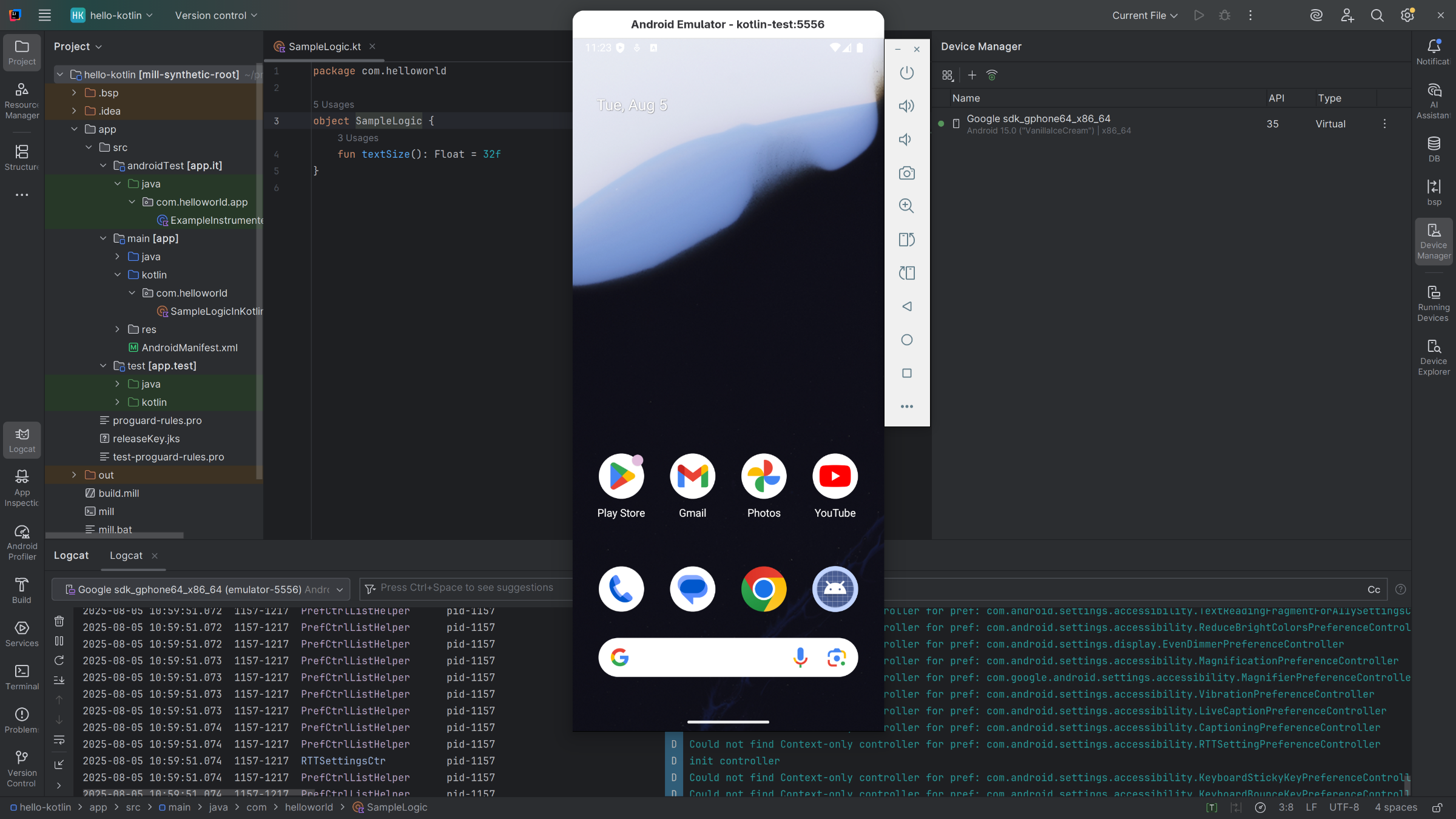 Logcat Integration